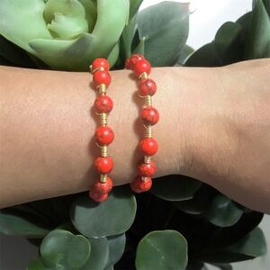 Imitation Red Howelite Bangle